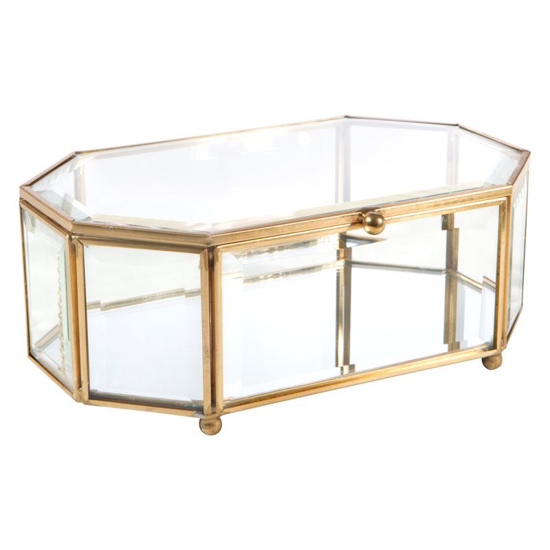 Mercer41 Allport Mirrored Bottom Octagonal Glass Keepsake Box Wayfair